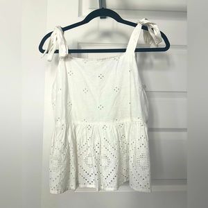 Madewell Tie Shoulder White Blouse